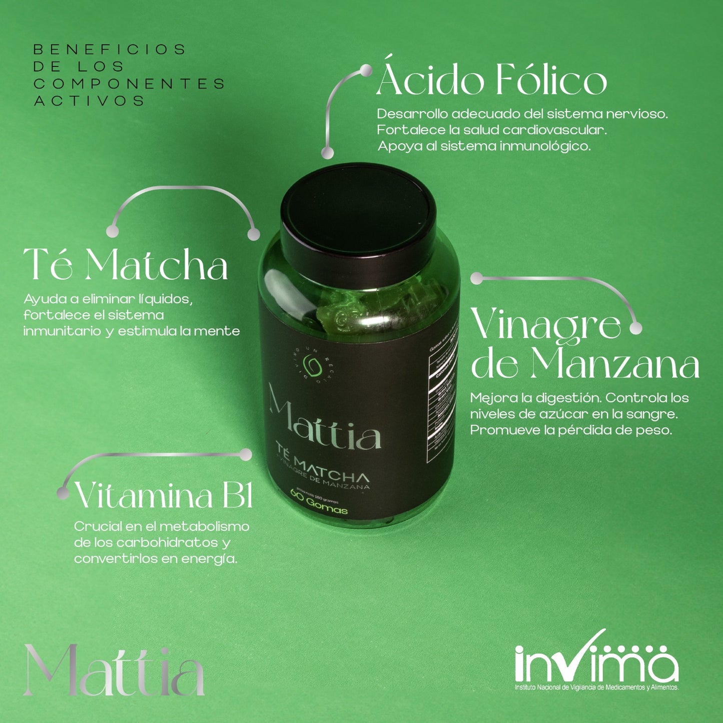 GOMAS DE TE MATCHA+ VINAGRE DE MANZANA